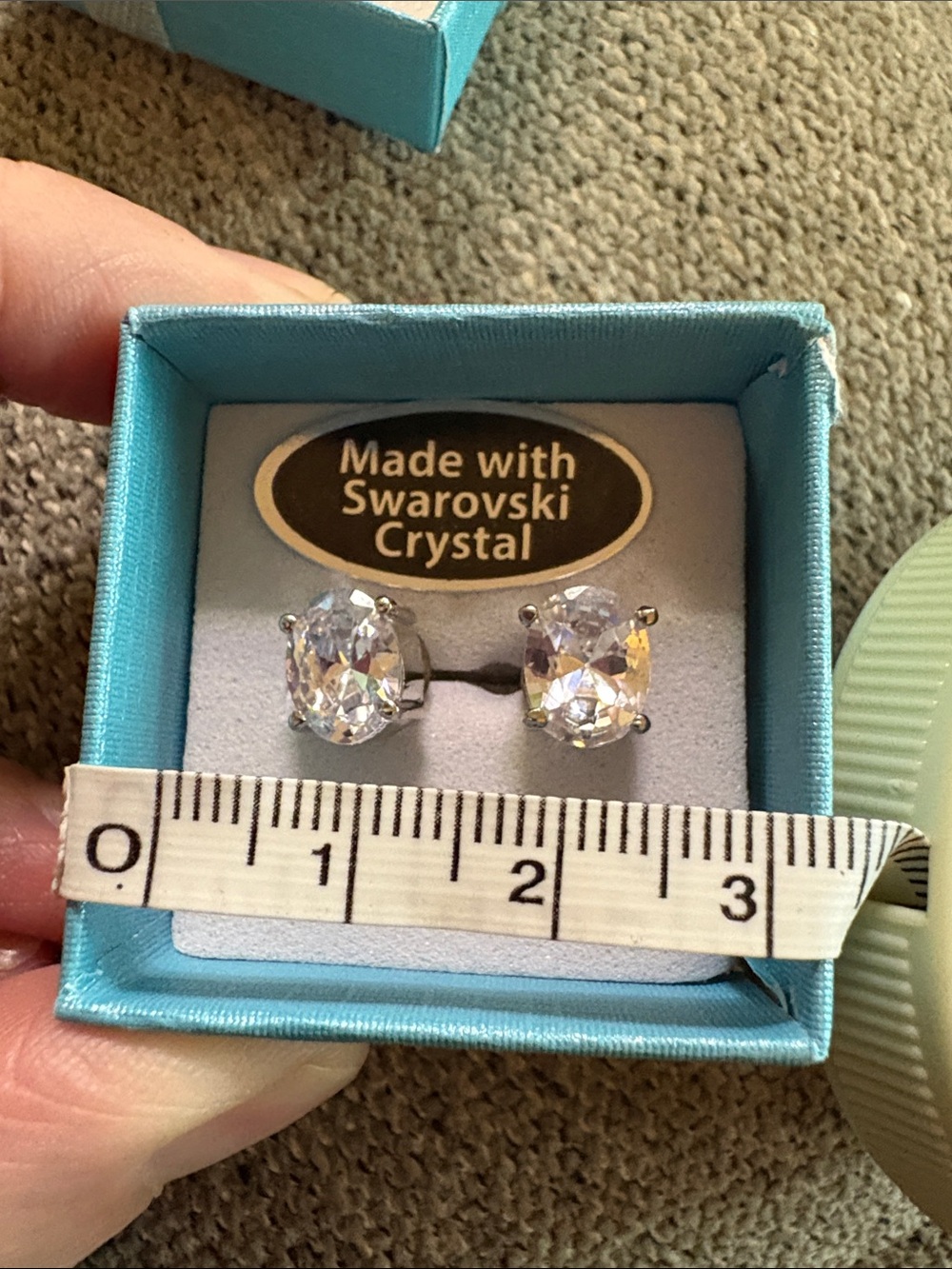 Swarovski Clear Crystal Stud Earrings with Iridescent Sparkle - Picture 4 of 5